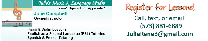 Real studio photo for Julie's Music & Language Studio